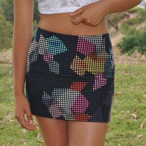 Trina Turk grid jacquard mini skirt